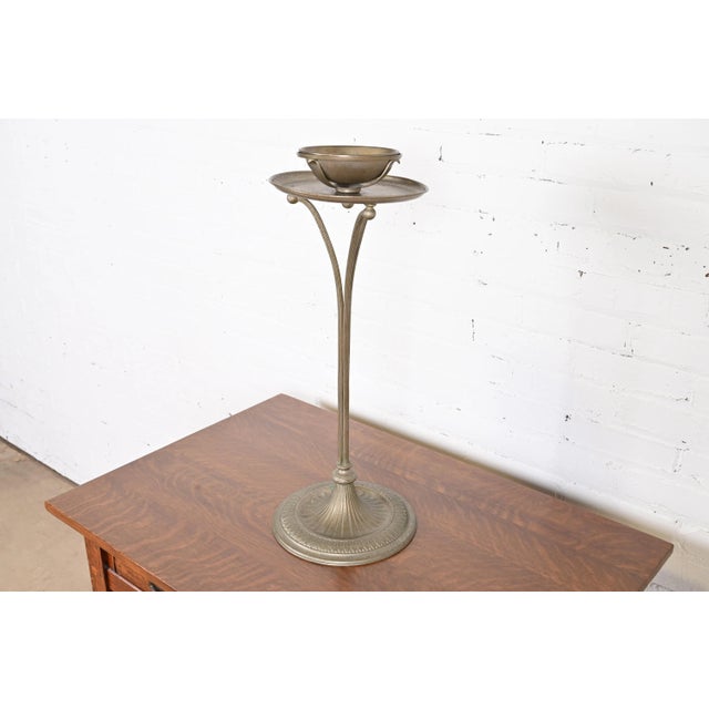 Art Deco Tiffany Studios New York Art Deco Silver Floor Standing Ashtray For Sale - Image 3 of 12