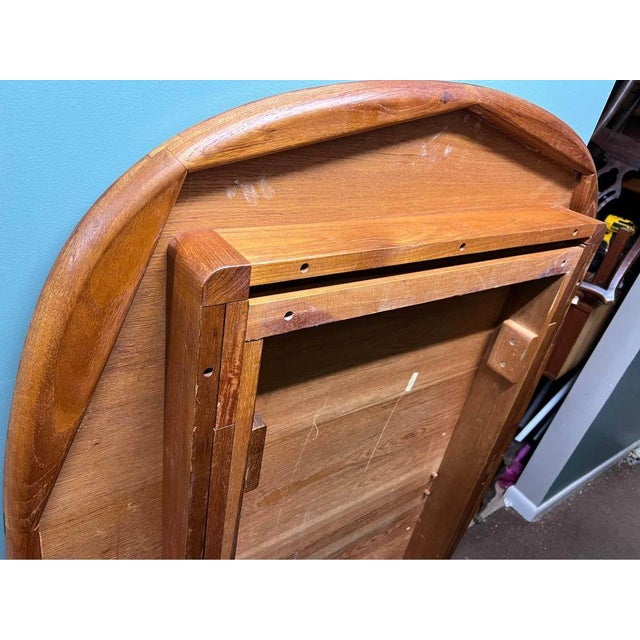 Mid Century Solid Teak Dining Table With Leaf. 1960s. For Sale - Image 10 of 11