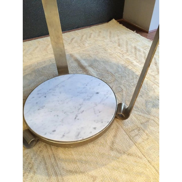 White Gold Leaf & Marble Wrought Iron Table For Sale In Los Angeles - Image 6 of 7
