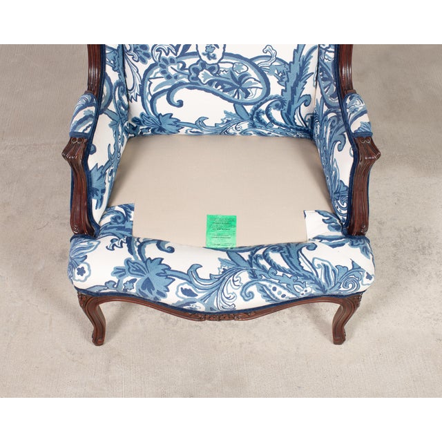 Louis XV Style Wingback Bergere Á Oreilles Crewel Work For Sale - Image 17 of 18