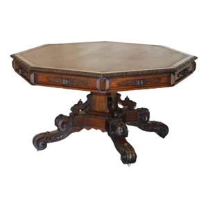 Antique Gothic Revival Hand Carved Lions Head Centre Occasional Table
