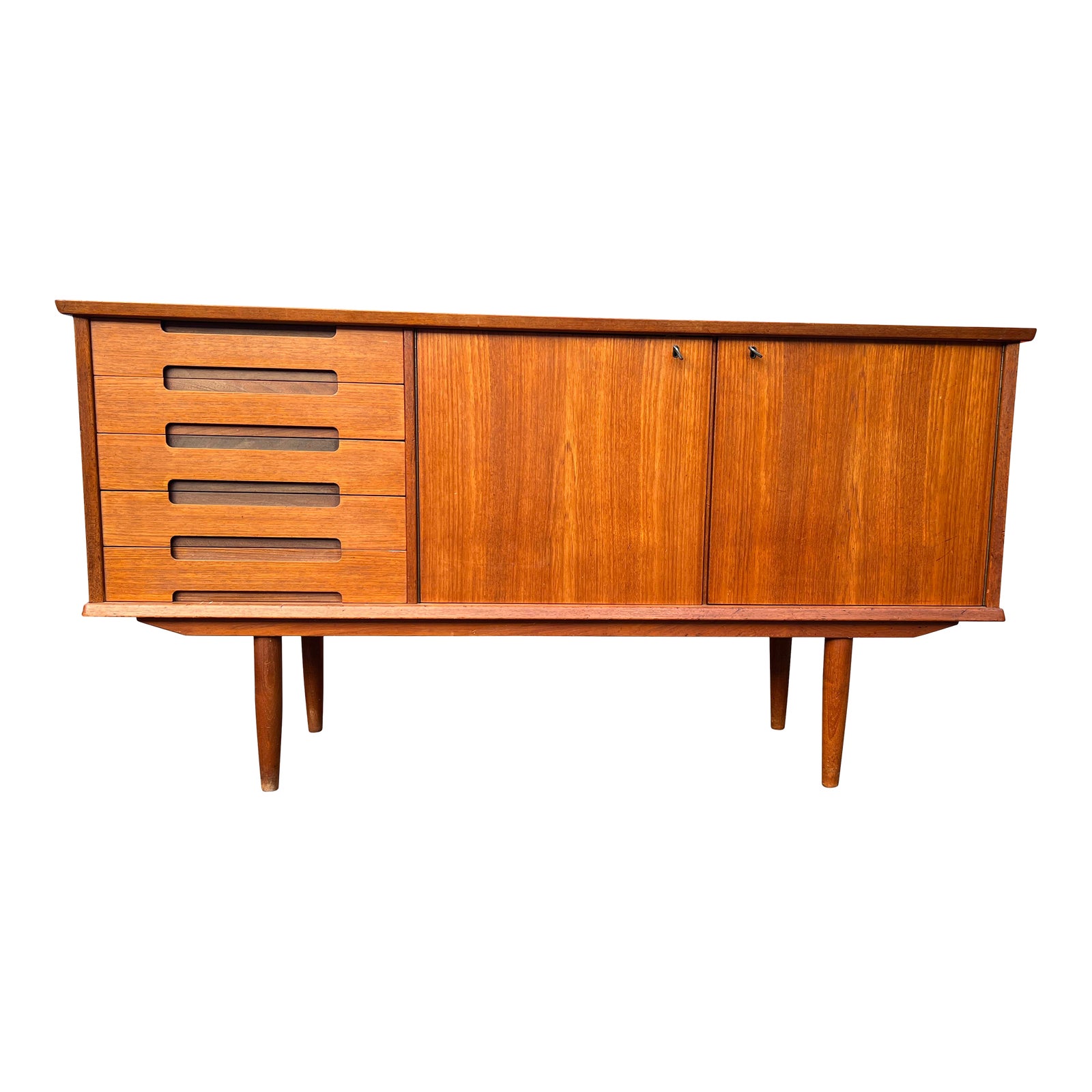 Mid 20th Century Danish Modern Teak Credenza with Drawers and Doors
