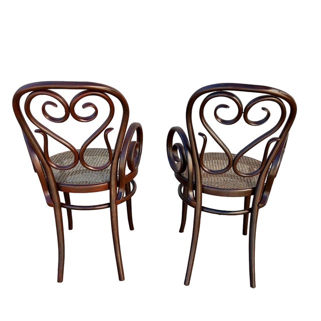 Large Victorian No.4 Bent Oak Cafe Daum Style Bentwood Armchair by Thonet, Pair For Sale In Los Angeles - Image 6 of 9
