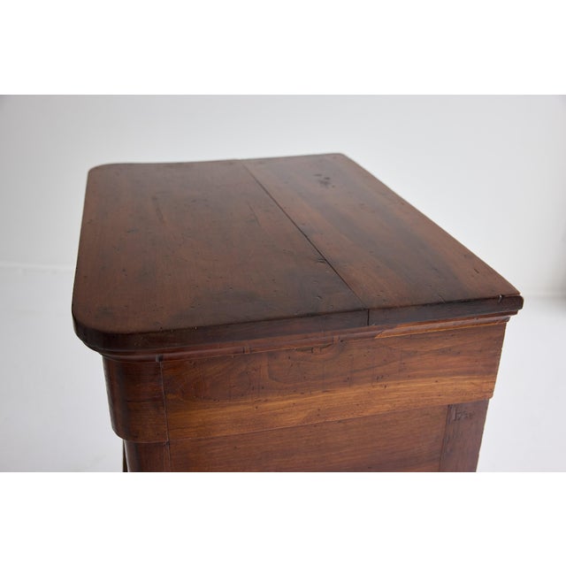 19th Century Italian Walnut Commode, Neoclassical Design, Brass Knobs For Sale - Image 12 of 17