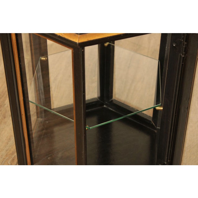 Chinoiserie Decorated Black and Gold Vitrine Side Table For Sale - Image 9 of 13