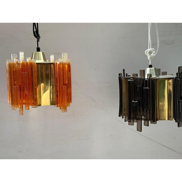 Glass Danish Pendant Lamps attributed to Claus Bolby, 1960s, Set of 2 For Sale - Image 7 of 17