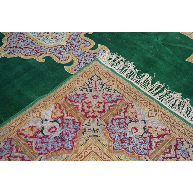 Green Vintage Kerman Rug 9'1'' X 12'3'' For Sale - Image 8 of 11