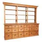 19th Century Tall Danish Pine Shop Apothecary Cabinet Bookcase For Sale