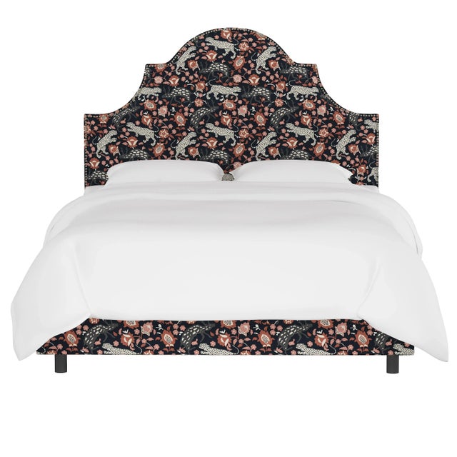 Transitional Halsted Bed in Coral Navy Leopard, California King For Sale - Image 3 of 6