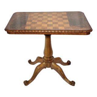 Antique English Burled Walnut Chess Table, Circa 1870. For Sale