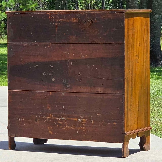 Tan Mule Chest, Antique Blanket Chest, Blanket Box With 2 Drawers & Scalloped Skirt (C. 1800-1840). For Sale - Image 8 of 11