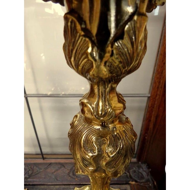 Gorgeous Set Brass Candle Holders For Sale - Image 10 of 11