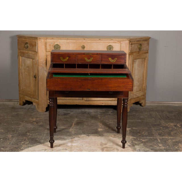 English 19th Century Campaign Mahogany Box with Unfolding Desk and Drawers For Sale - Image 11 of 12