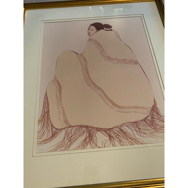 Gorman Vintage R.C.Gorman “Lady in Yellow Blanket” Lithograph | Signed, 1977 | Limited Edition 10/100 For Sale - Image 4 of 6
