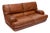 Italian Modernist Cognac Large Two Seat Leather Sofa For Sale
