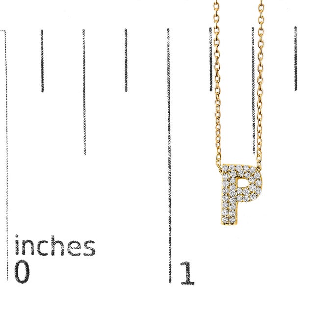 Early 21st Century 10K Yellow Gold Diamond Accent "P" Initial Bubble Pendant Necklace For Sale - Image 5 of 5
