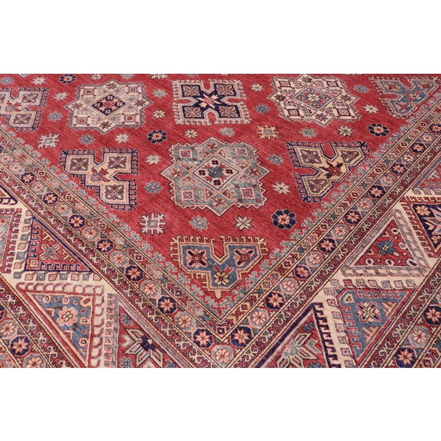 Tribal Super Kazak Red/Beige Wool Rug - 11'11'' X 14'8'' For Sale - Image 4 of 10