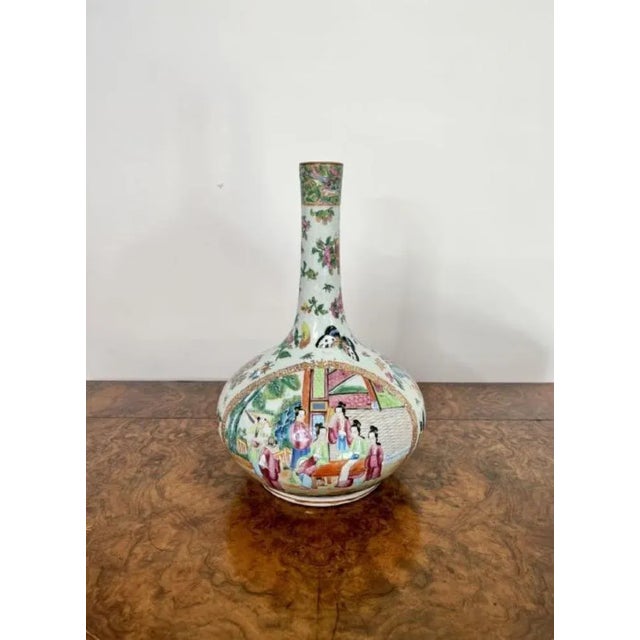 Green Large 19th Century Chinese Famille Rose Vase, 1860s For Sale - Image 8 of 9