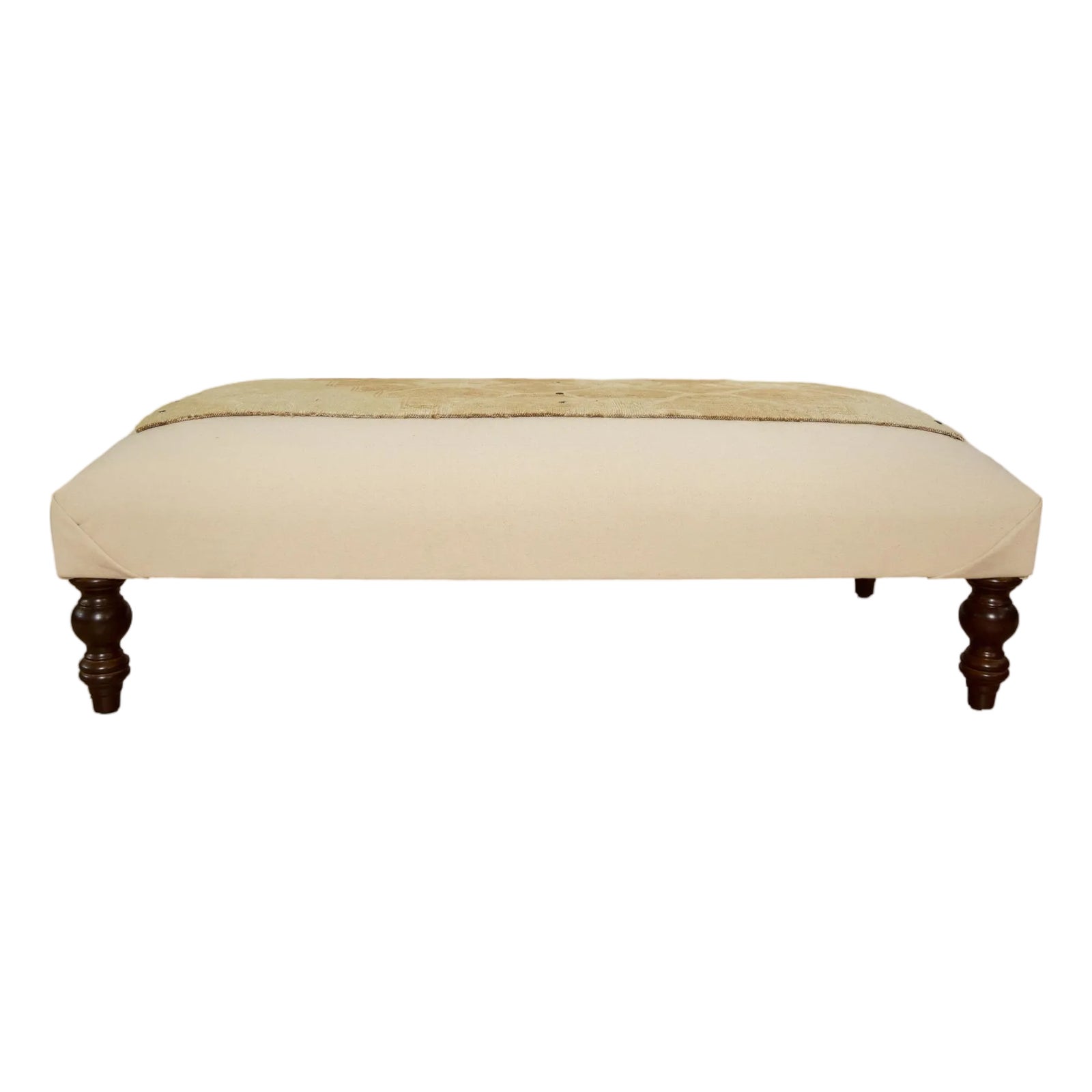 Handmade Canvas Changeable Rug Fragment Ottoman Coffee Table | Chairish