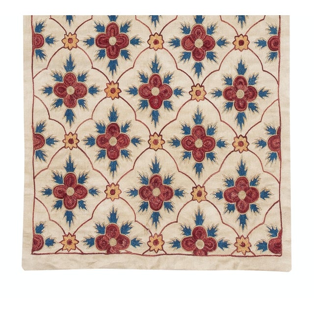 19x56 in Embroidered 100% Silk Wall Hanging. Modern Table Runner. Tablecloth For Sale - Image 4 of 5