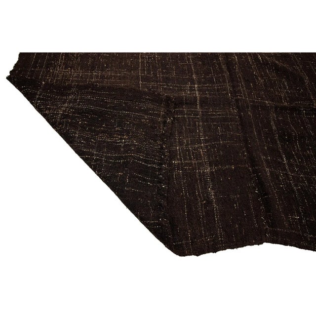 Mid 20th Century 1960s Vintage Dark Brown Kilim Rug- 7′2″ × 9′4″ For Sale - Image 5 of 7