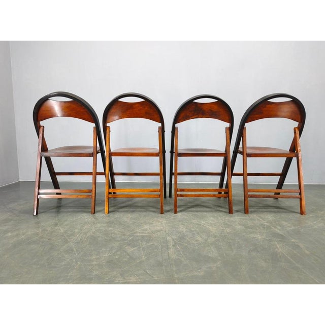 Bauhaus B751 Folding Chairs from Ligna, Czechoslovakia, 1930s, Set of 4 For Sale - Image 10 of 14