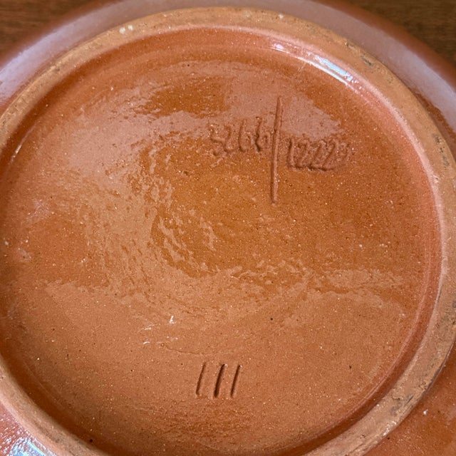 Midcentury Folk Art Painted Pottery Bowl For Sale - Image 6 of 7