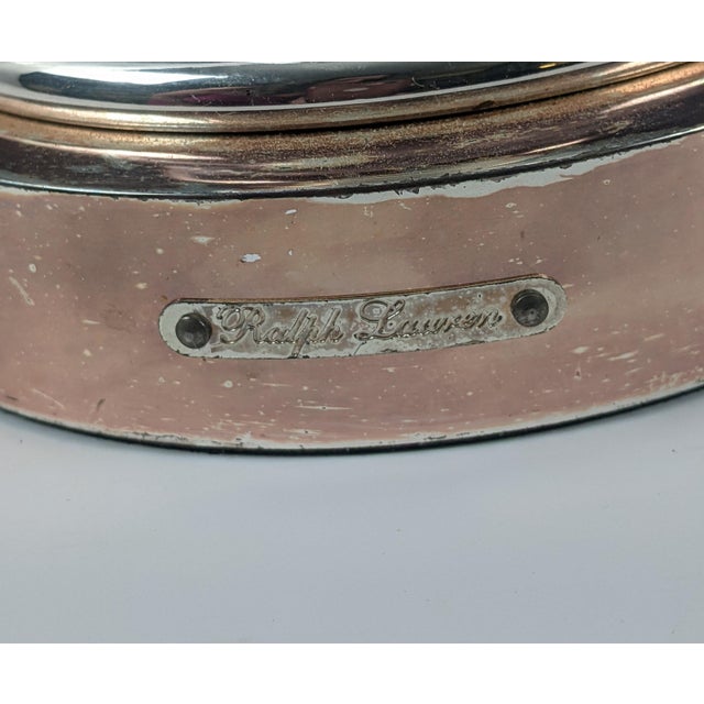Metal Ralph Lauren Home Silver-Tone Metal & Cut-Pattern Glass Hurricane Candle Holder For Sale - Image 7 of 13