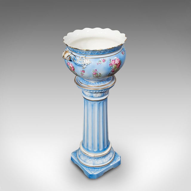 Antique Jardiniere Ceramic Planter Stand For Sale - Image 6 of 12