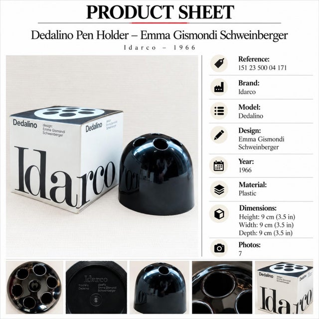 Black Vintage Black Dedalino Pencil Holder by Emma Gismondi for Idarco, 1970s For Sale - Image 8 of 9