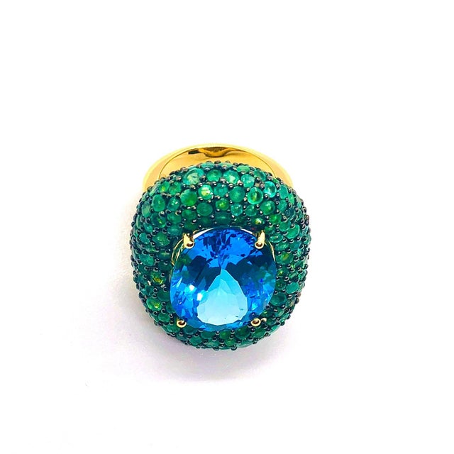 Bochic “Orient” Vintage Ruby & Yellow Sapphire Ring Set In 18 K Gold & Silver For Sale - Image 11 of 12