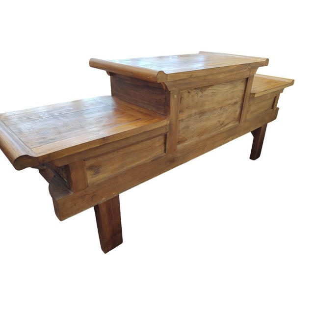 Large Mid-Century Balinese Hand-Carved Teak Sideboard - Hi-Lo Altar Cabinet For Sale - Image 18 of 18