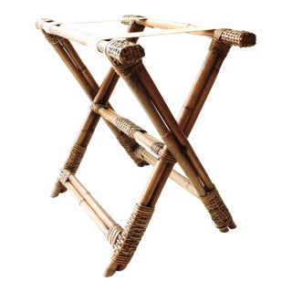 Bamboo & Woven Rattan Luggage Rack/Natural For Sale