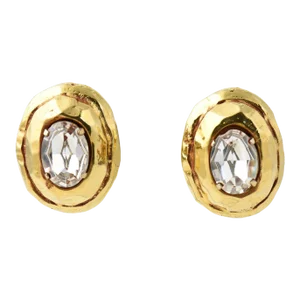 1980s Kalinger Paris Gold Crystal Statement Earrings - 2 Pieces