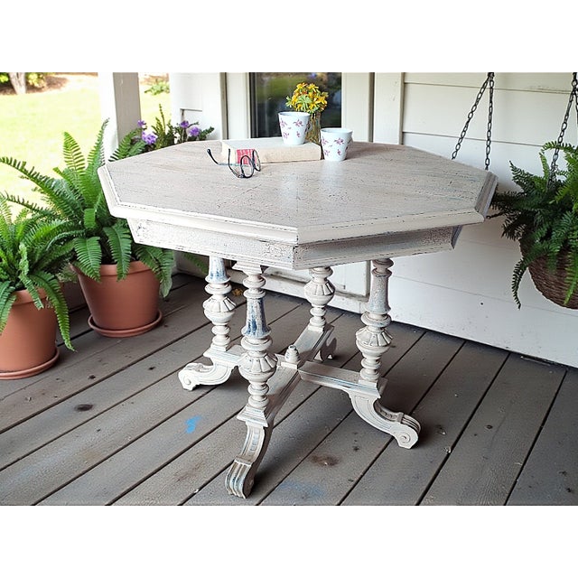 White Antique Gründerzeit Dining Table in Wood, Germany, 1900 For Sale - Image 8 of 9