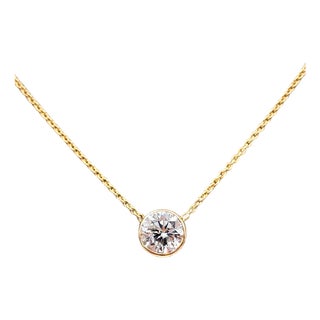 1.12 Ct Diamond Bezel Necklace For Sale