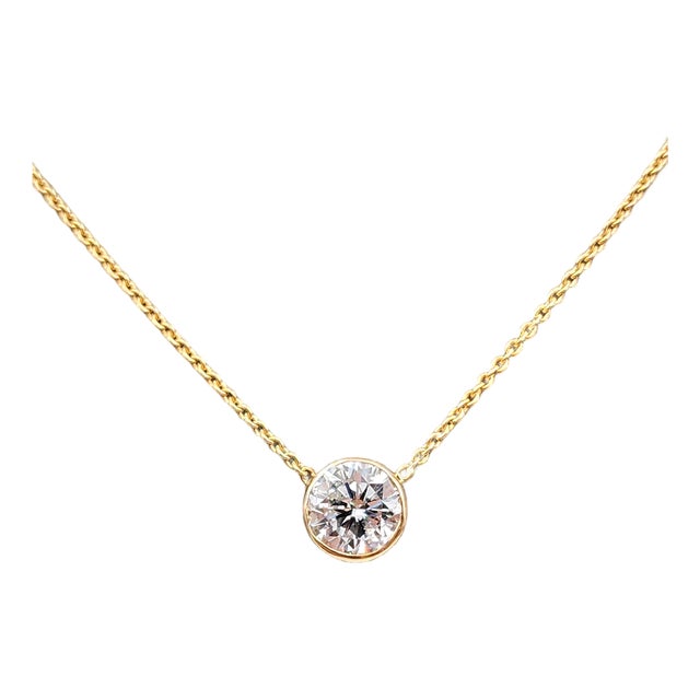 1.12 Ct Diamond Bezel Necklace For Sale