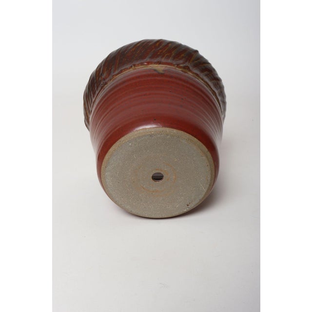 Vintage Red, Ochre and Slate Studio Ceramic Planter With Plate by Deanna Nichols For Sale - Image 9 of 18