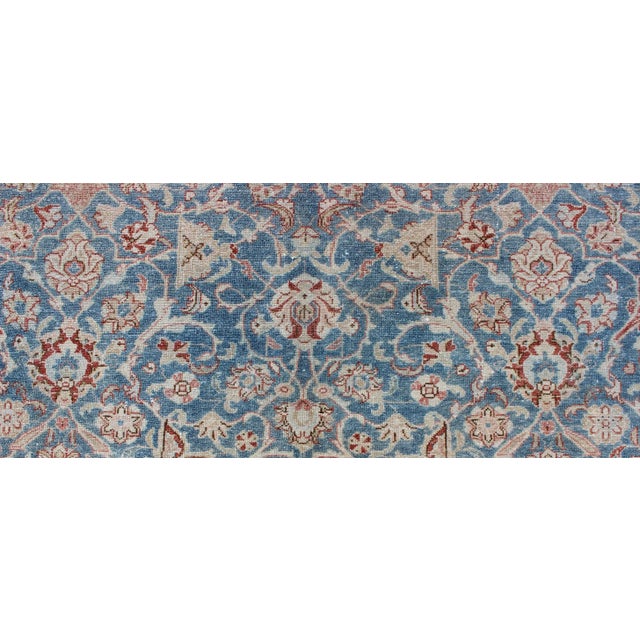 Textile Antique Persian Malayer Rug With Floral Lattice Design in Sky Blue and Soft Red 8'3" X 11'8" For Sale - Image 7 of 9