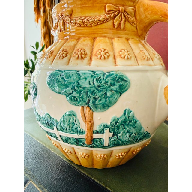 Vintage Italian Ceramic Pitcher Made in Italy 6806 Hand Painted Pottery Vase For Sale - Image 9 of 12