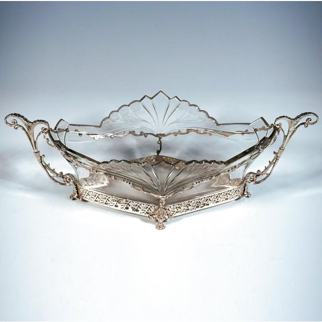 Delicate Silver Jardiniere with Cut Glass Liner, Greece, 1970 For Sale - Image 3 of 8