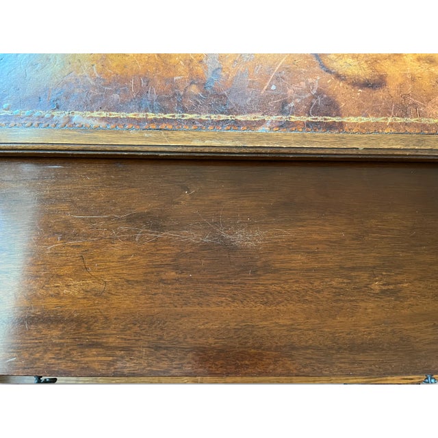 1980s Baker Leather Top Square Coffee Table With Drawers and Pull Out Shelves For Sale In New York - Image 6 of 11