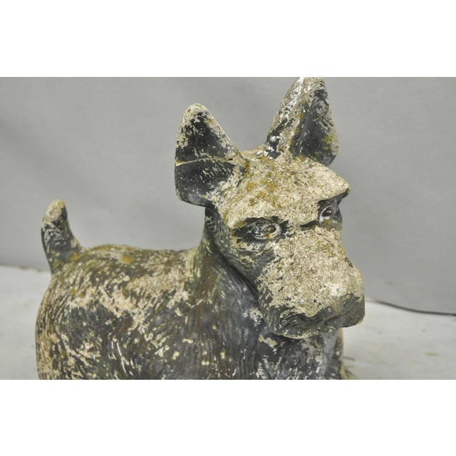 Sculpture Materials Vintage Scottish Terrier Scotty Dog 12" Small Cast Stone Concrete Garden Figure For Sale - Image 7 of 14
