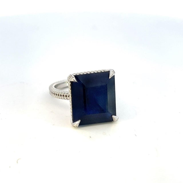 Natural Solitaire Sapphire Ring 6.5 14k W Gold 7 TCW Certified For Sale - Image 14 of 18