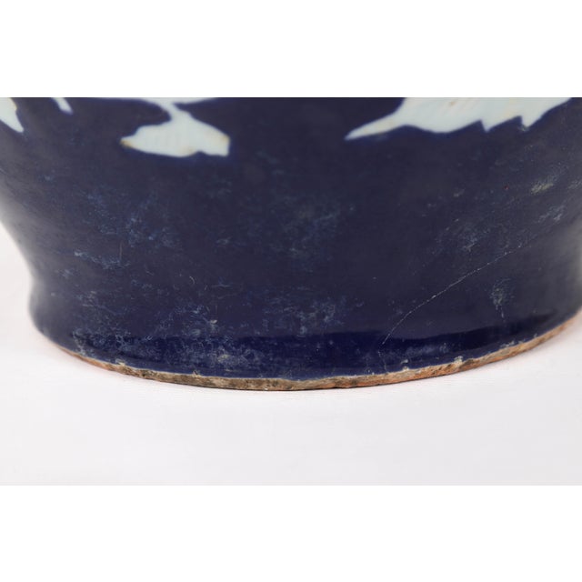 16th Century 16th Century Chinese Ming Dynasty Blue Glaze White Flower Jar For Sale - Image 5 of 9