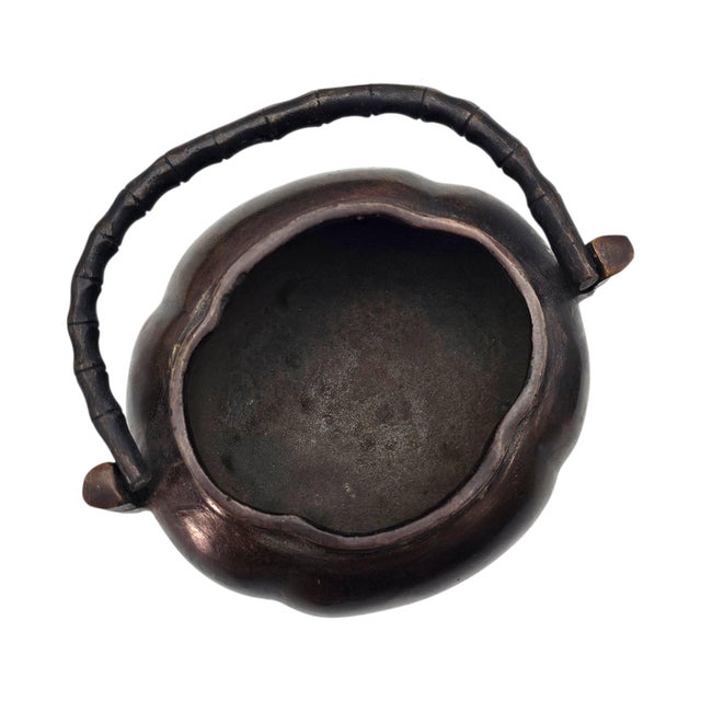 Antique Chinese Bronze Hand Censer Incense Burner With Bamboo Handle (4") For Sale - Image 14 of 17