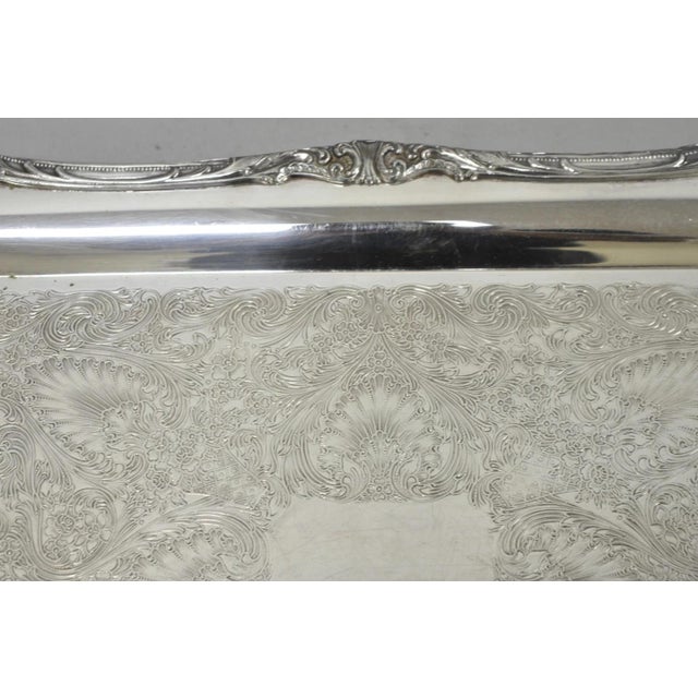Vintage Wm Rogers 290 Silver Plated Twin Handle Footed Bar Serving Platter Tray For Sale - Image 10 of 14