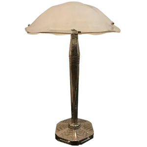 French Art Deco Table Lamp Signed by Sabino With Geometric Motif