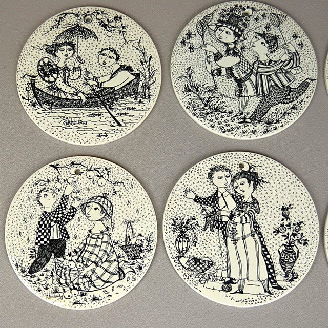 Ceramic Calendar Plaques by B. Wiinblad for Nymolle, Norway, 1970s, Set of 12 For Sale - Image 14 of 18