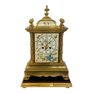 Late 19th Century Japonisme Gilt Metal Mantel Clock by Curtis & Horspool, Paris